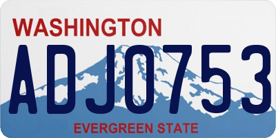 WA license plate ADJ0753