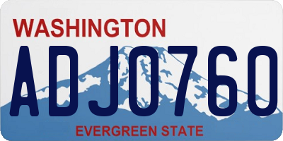 WA license plate ADJ0760