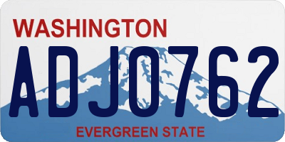 WA license plate ADJ0762