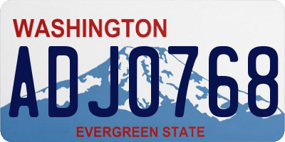 WA license plate ADJ0768