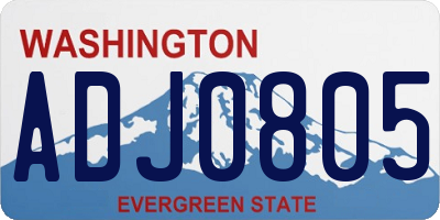WA license plate ADJ0805