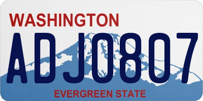 WA license plate ADJ0807