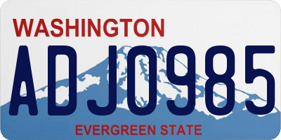 WA license plate ADJ0985