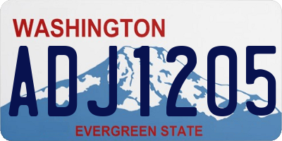 WA license plate ADJ1205