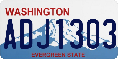 WA license plate ADJ1303