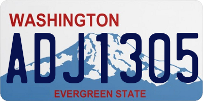 WA license plate ADJ1305