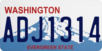 WA license plate ADJ1314