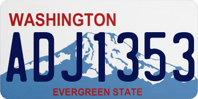 WA license plate ADJ1353