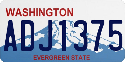 WA license plate ADJ1375