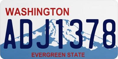 WA license plate ADJ1378