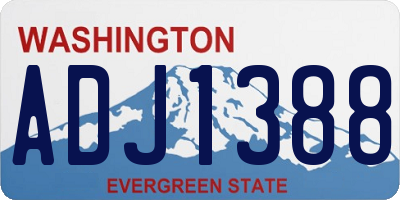 WA license plate ADJ1388