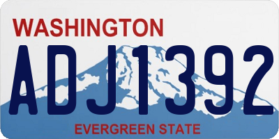 WA license plate ADJ1392