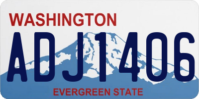 WA license plate ADJ1406