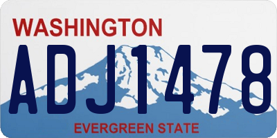 WA license plate ADJ1478