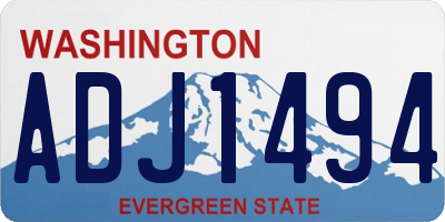WA license plate ADJ1494