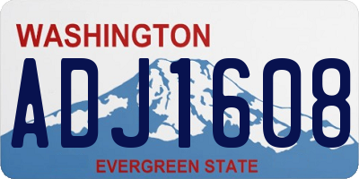 WA license plate ADJ1608