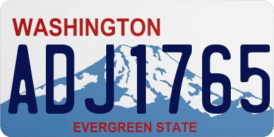WA license plate ADJ1765