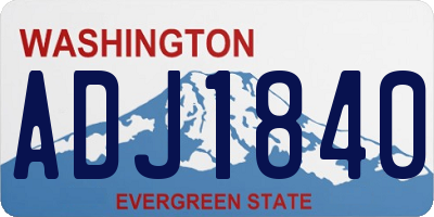 WA license plate ADJ1840