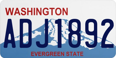 WA license plate ADJ1892