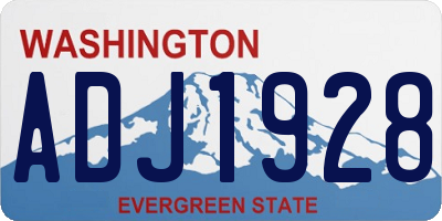 WA license plate ADJ1928