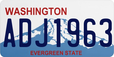WA license plate ADJ1963