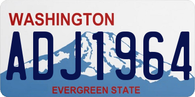 WA license plate ADJ1964
