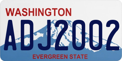 WA license plate ADJ2002