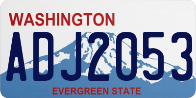 WA license plate ADJ2053