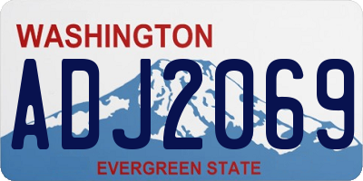 WA license plate ADJ2069