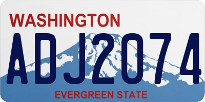 WA license plate ADJ2074