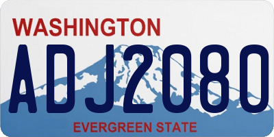 WA license plate ADJ2080