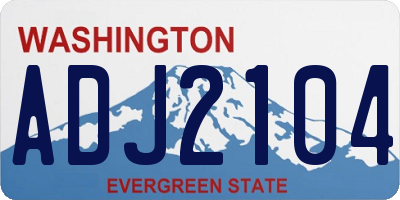 WA license plate ADJ2104
