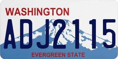 WA license plate ADJ2115