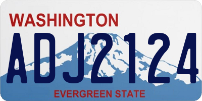 WA license plate ADJ2124