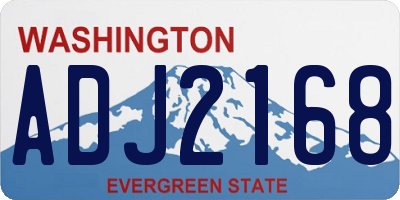 WA license plate ADJ2168