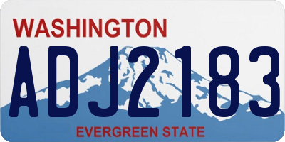 WA license plate ADJ2183