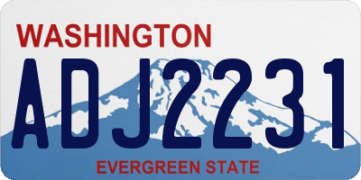 WA license plate ADJ2231