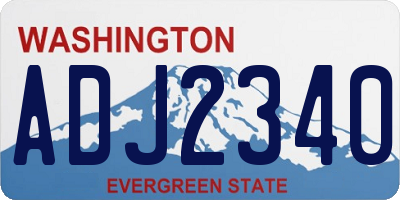 WA license plate ADJ2340