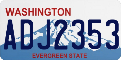 WA license plate ADJ2353