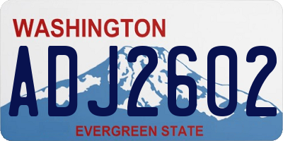 WA license plate ADJ2602