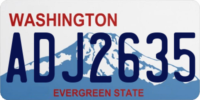 WA license plate ADJ2635
