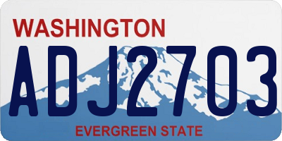 WA license plate ADJ2703