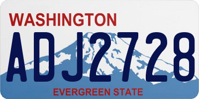WA license plate ADJ2728