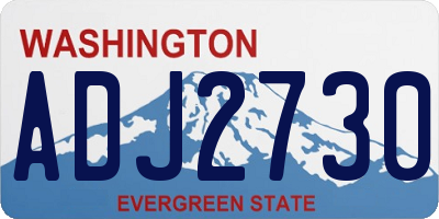WA license plate ADJ2730
