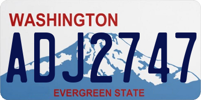 WA license plate ADJ2747