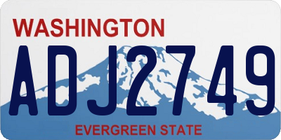 WA license plate ADJ2749