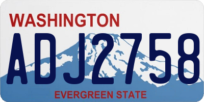 WA license plate ADJ2758