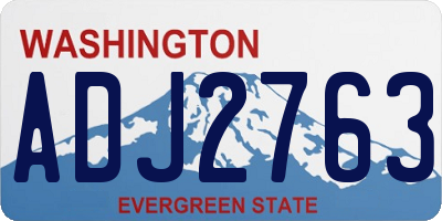 WA license plate ADJ2763