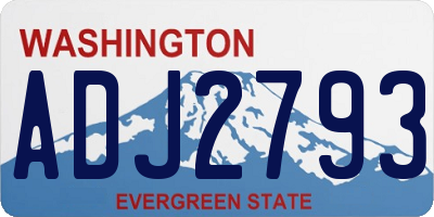 WA license plate ADJ2793