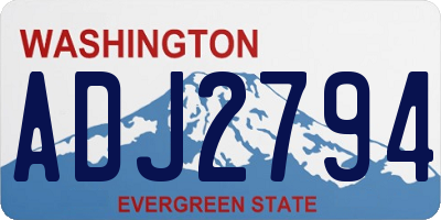 WA license plate ADJ2794